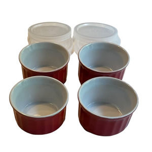 Bel Piatto Baking Ramekins Custard Cups Set/4 w/Plastic Lids New